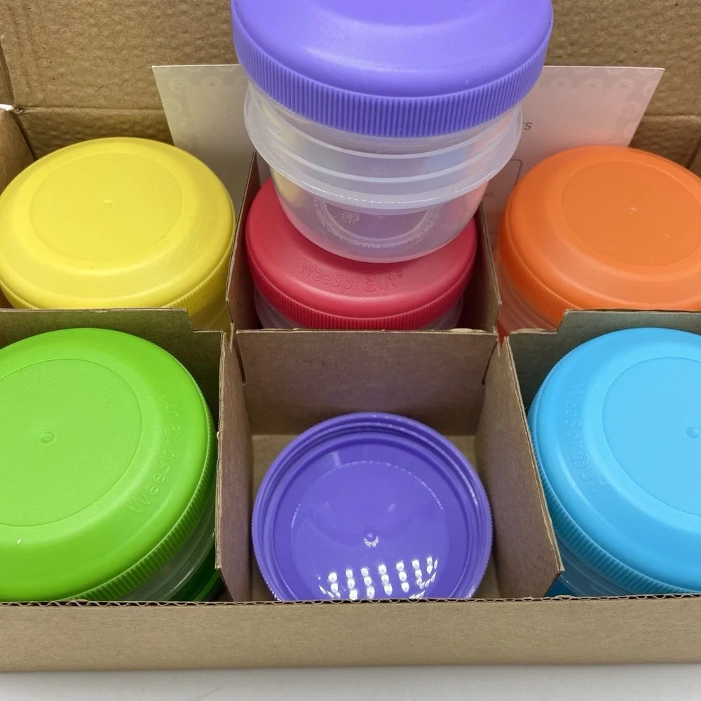 Wee Sprout Baby Food Storage Jars Set of 12 - 4oz with Lids - BPA Free NEW